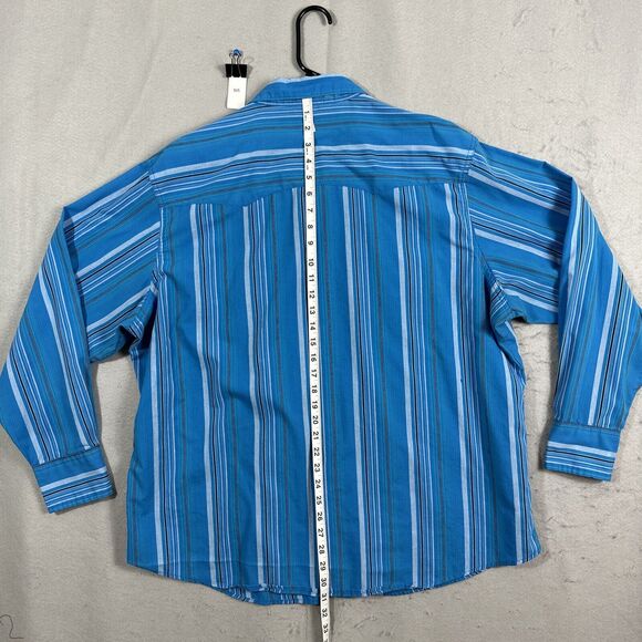 Wrangler Rancher Shirt Plaid Long Sleeve Pearl Snap Button Up Blue Mens 2XL - Picture 9 of 10